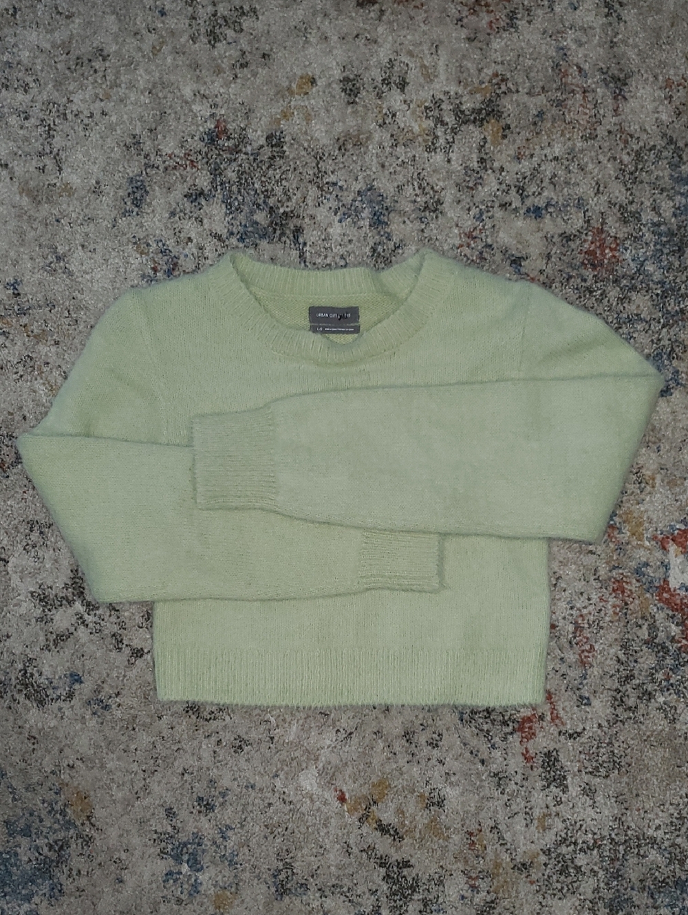 Urban Outfitters Pale Mint Green Fuzzy Crewneck Sweater